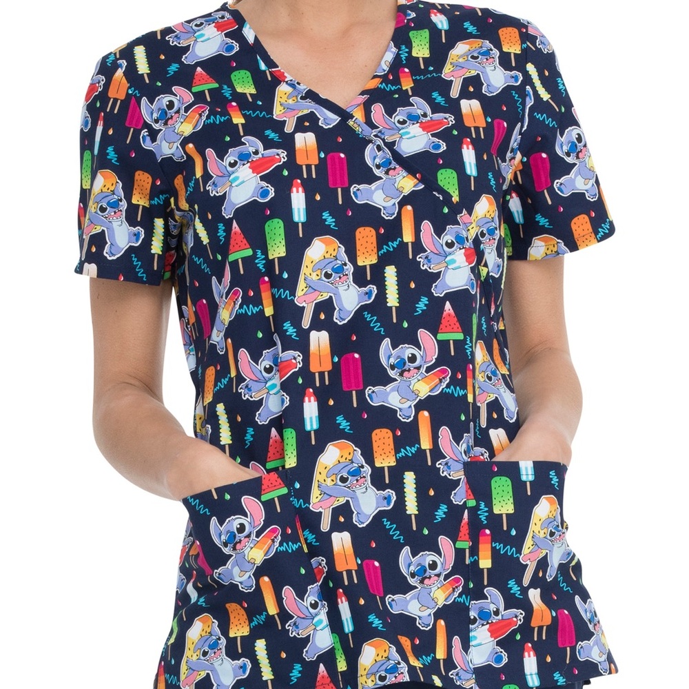 Stitch Scrub Top - Medium - Blue